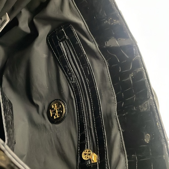 Tory Burch Black and gold Tote with Crocodile Texture - Picture 9 of 9
